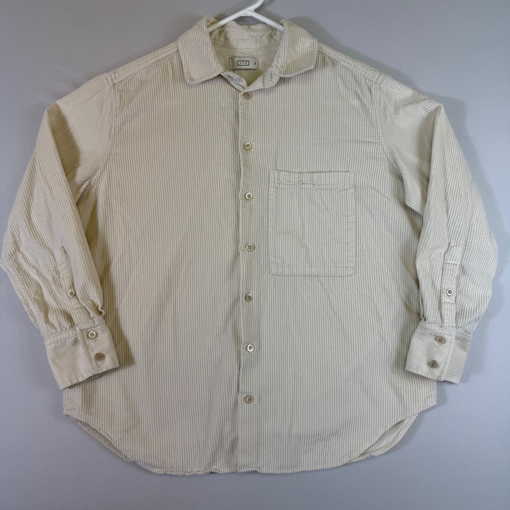 AYR Deep End Corduroy Button Down Shirt Women XS Cream Long Sleeve Relaxed Fit
